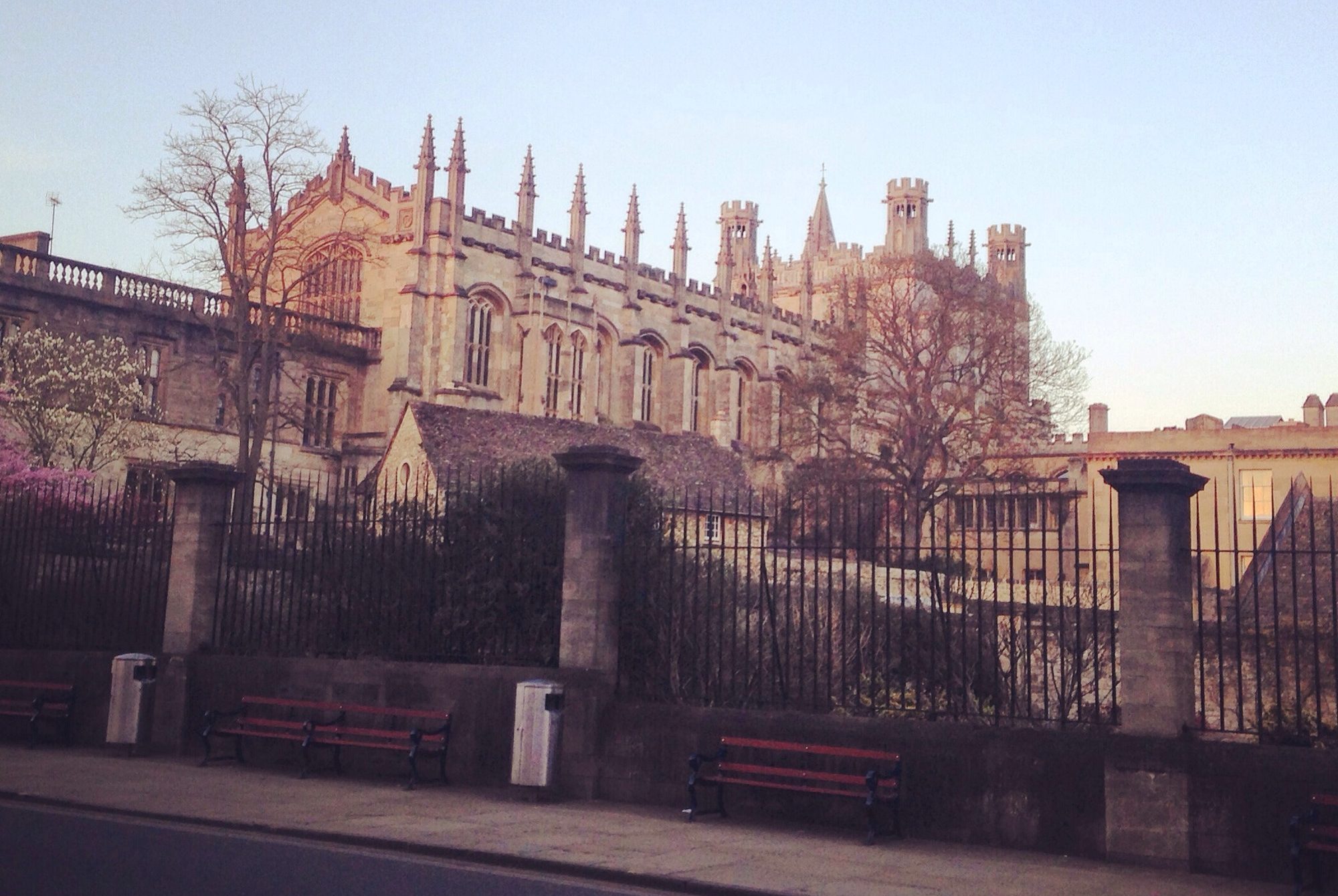 Oxford street with view of historic university